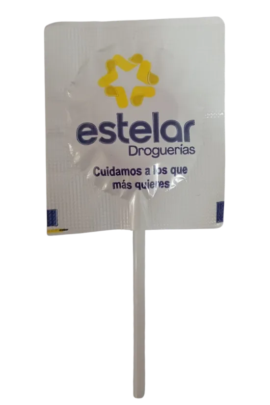 Dulce Publicitario empaque Chupeta para la marca Estelar Droguerías