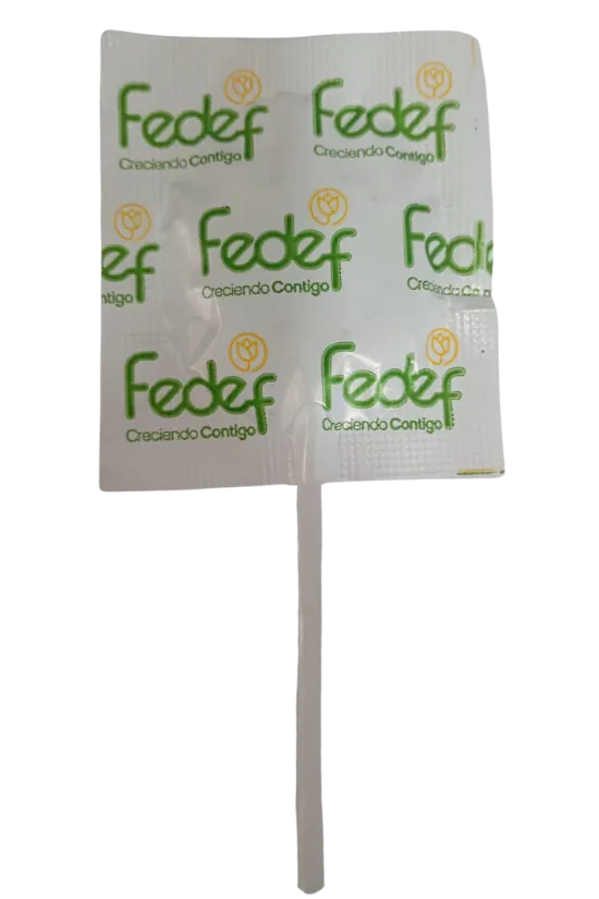 Dulce Publicitario empaque Chupeta para la marca Fedef